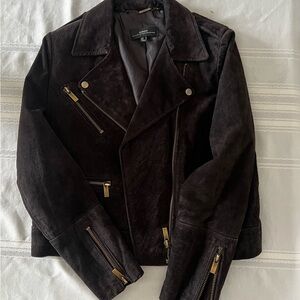 Mango Dark Brown Suede Biker Jacket